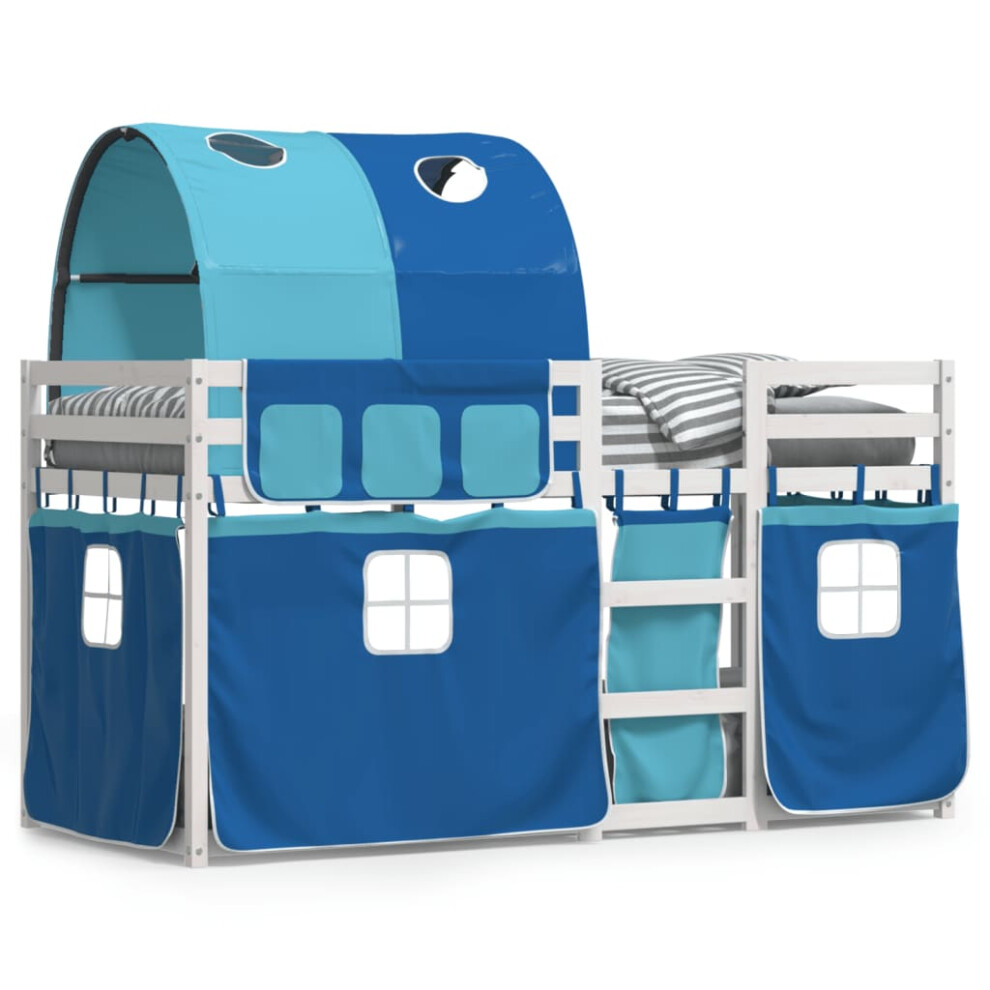 (white and blue, 90 x 200 cm) vidaXL Bunk Bed with Curtains Bed Frame White&Black 90x200 cm Solid Wood Pine