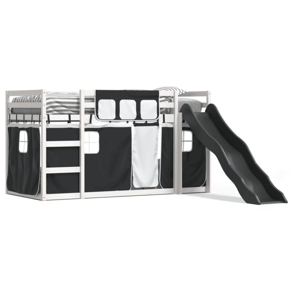 (white and black, 90 x 200 cm) vidaXL Bunk Bed with Slide and Curtains Bed Frame Loft Bed Pink 90x190 cm