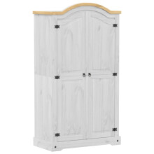 (white) vidaXL Wardrobe Cupboard Closet Clothes Storage Organiser Solid Wood Pine