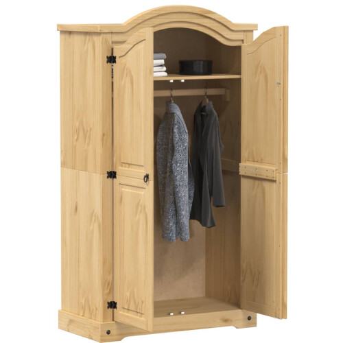 VidaXL (brown) vidaXL Wardrobe Cupboard Closet Clothes Storage Organiser Solid Wood Pine 2