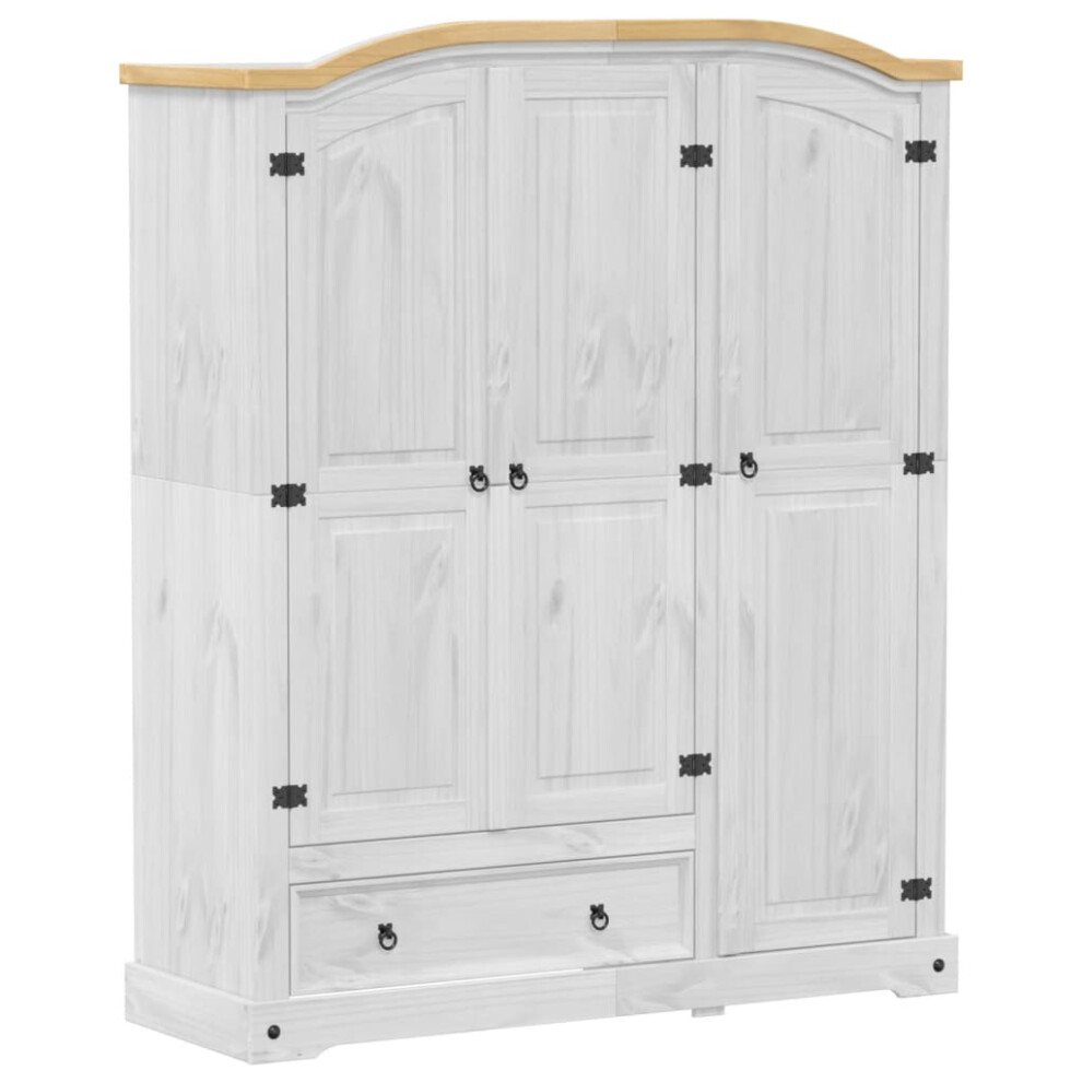 Vidaxl (White) Wardrobe Armoire Closet Clothes Storage Organiser White Solid Wood Pine