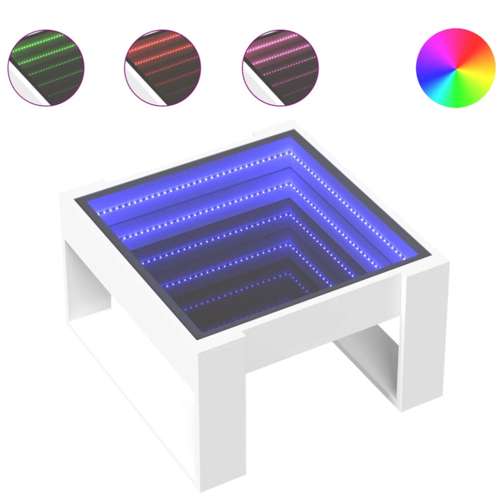 Vidaxl (White, 50 X 53 X 30 Cm) Coffee Table With Infinity Led Hallway Tea End Table Side Table Black