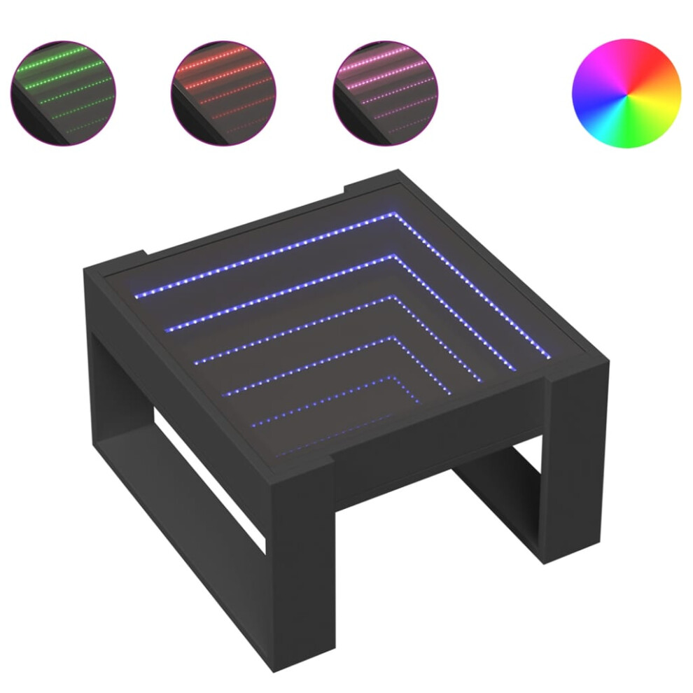 Vidaxl (Black, 50 X 53 X 30 Cm) Coffee Table With Infinity Led Hallway Tea End Table Side Table Black