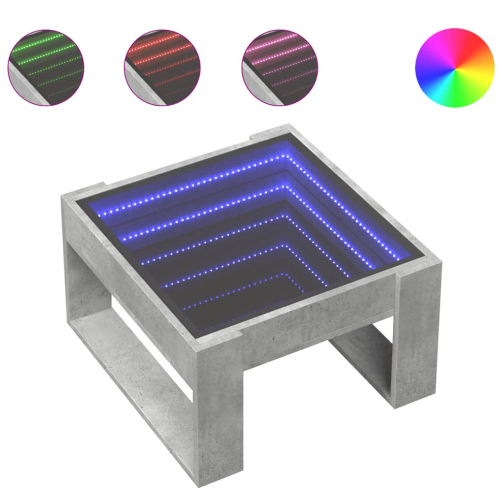 Vidaxl (Concrete Grey, 50 X 53 X 30 Cm) Coffee Table With Infinity Led Hallway Tea End Table Side Table Black