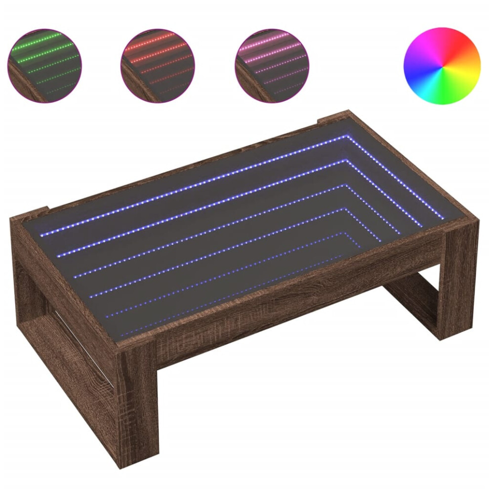 Vidaxl (Brown Oak, 90 X 53 X 30 Cm) Coffee Table With Infinity Led Hallway Tea End Table Side Table Black