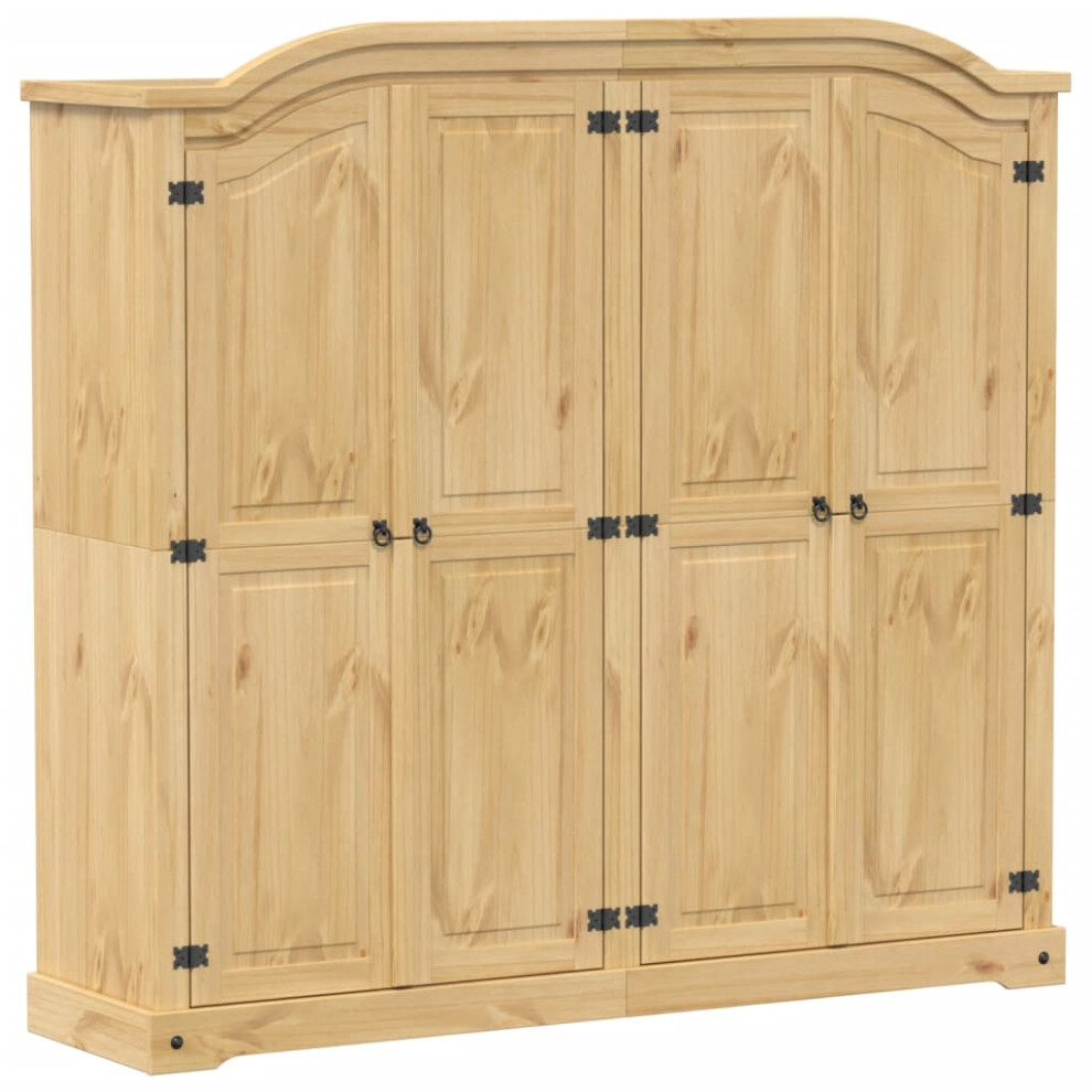 Vidaxl (Brown) Wardrobe Armoire Closet Clothes Storage Organiser White Solid Wood Pine