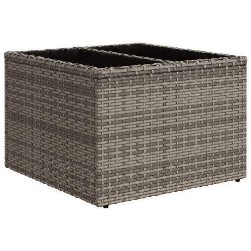 VidaXL vidaXL Gartentisch mit Glasplatte Grau 55x55x37 cm Poly Rattan