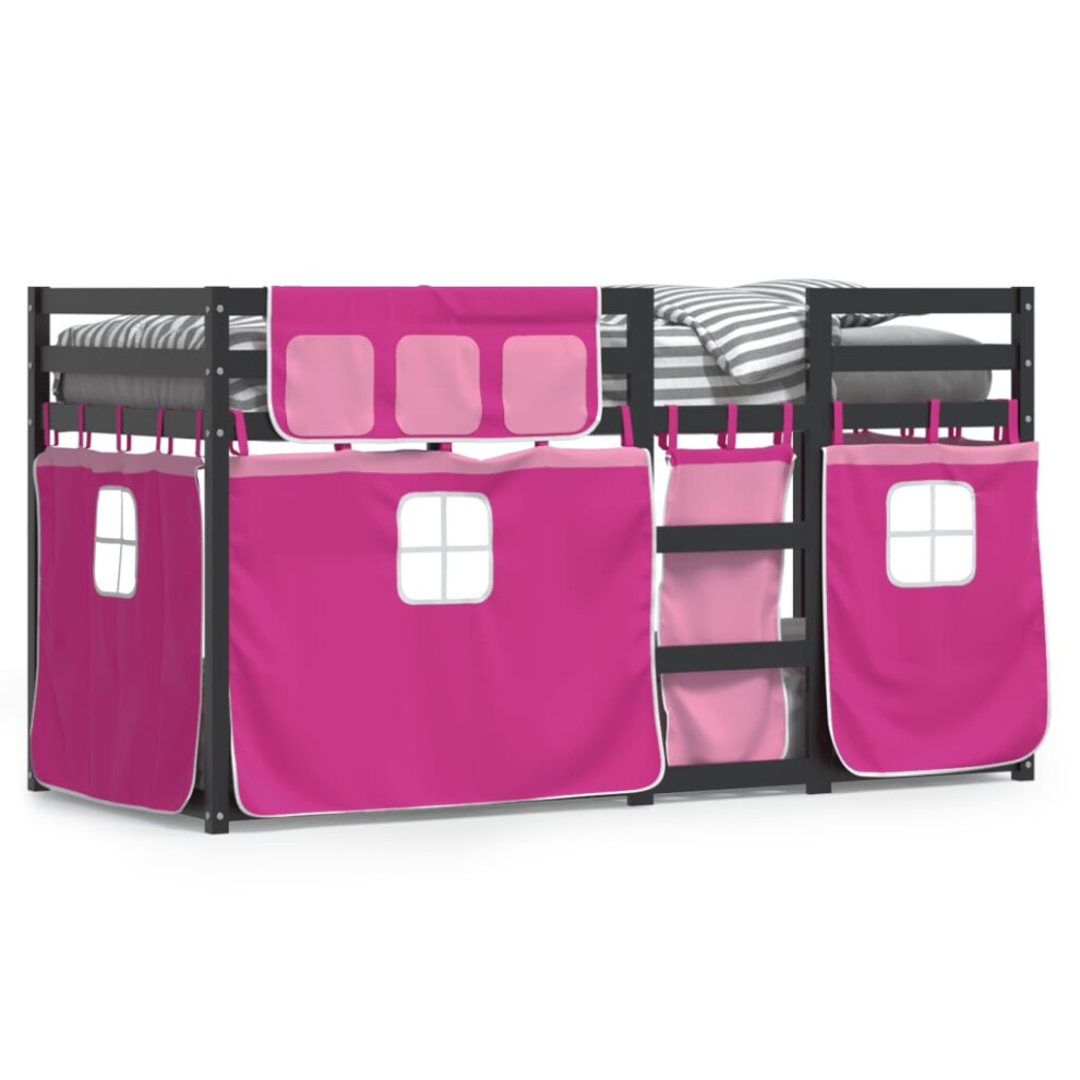 (black and pink, 90 x 190 cm) vidaXL Bunk Bed with Curtains Kids Twin Sleeper Blue 80x200 cm Solid Wood Pine