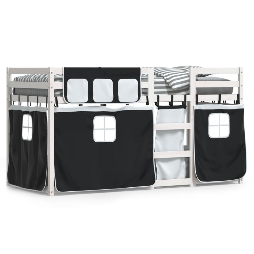 (white and black, 80 x 200 cm) vidaXL Bunk Bed with Curtains Kids Twin Sleeper Blue 80x200 cm Solid Wood Pine