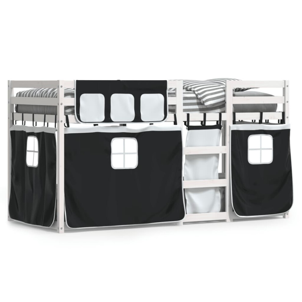 (white and black, 75 x 190 cm) vidaXL Bunk Bed with Curtains Kids Twin Sleeper Blue 80x200 cm Solid Wood Pine