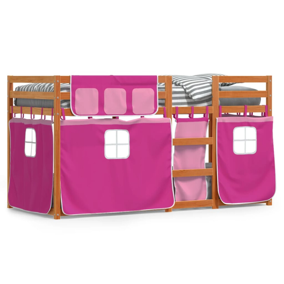 (light brown and pink, 80 x 200 cm) vidaXL Bunk Bed with Curtains Kids Twin Sleeper Blue 80x200 cm Solid Wood Pine