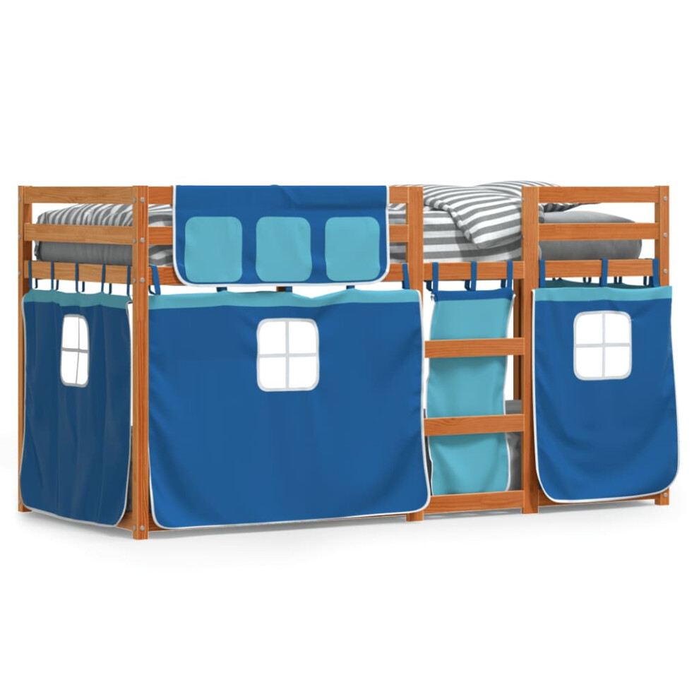 (light brown and blue, 75 x 190 cm) vidaXL Bunk Bed with Curtains Kids Twin Sleeper Blue 80x200 cm Solid Wood Pine