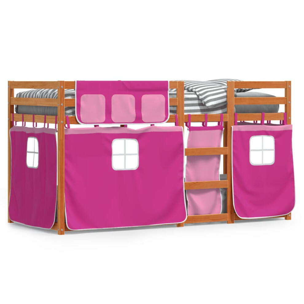 (light brown and pink, 75 x 190 cm) vidaXL Bunk Bed with Curtains Kids Twin Sleeper Blue 80x200 cm Solid Wood Pine