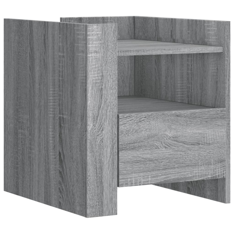 (grey sonoma) vidaXL Bedside Cabinet Nightstand Bed Side Table Sonoma Oak Engineered Wood