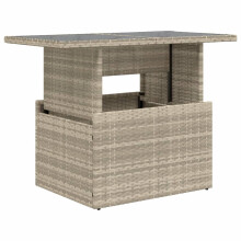 vidaXL Gartentisch mit Glasplatte Hellgrau 100x55x73 cm Poly Rattan