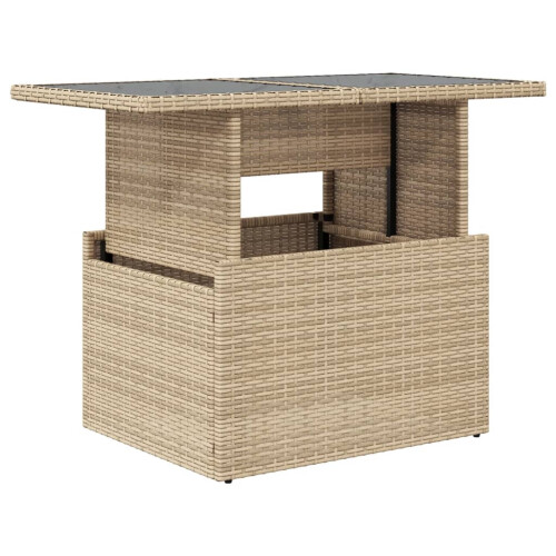 VidaXL vidaXL Gartentisch mit Glasplatte Beige 100x55x73 cm Poly Rattan 1