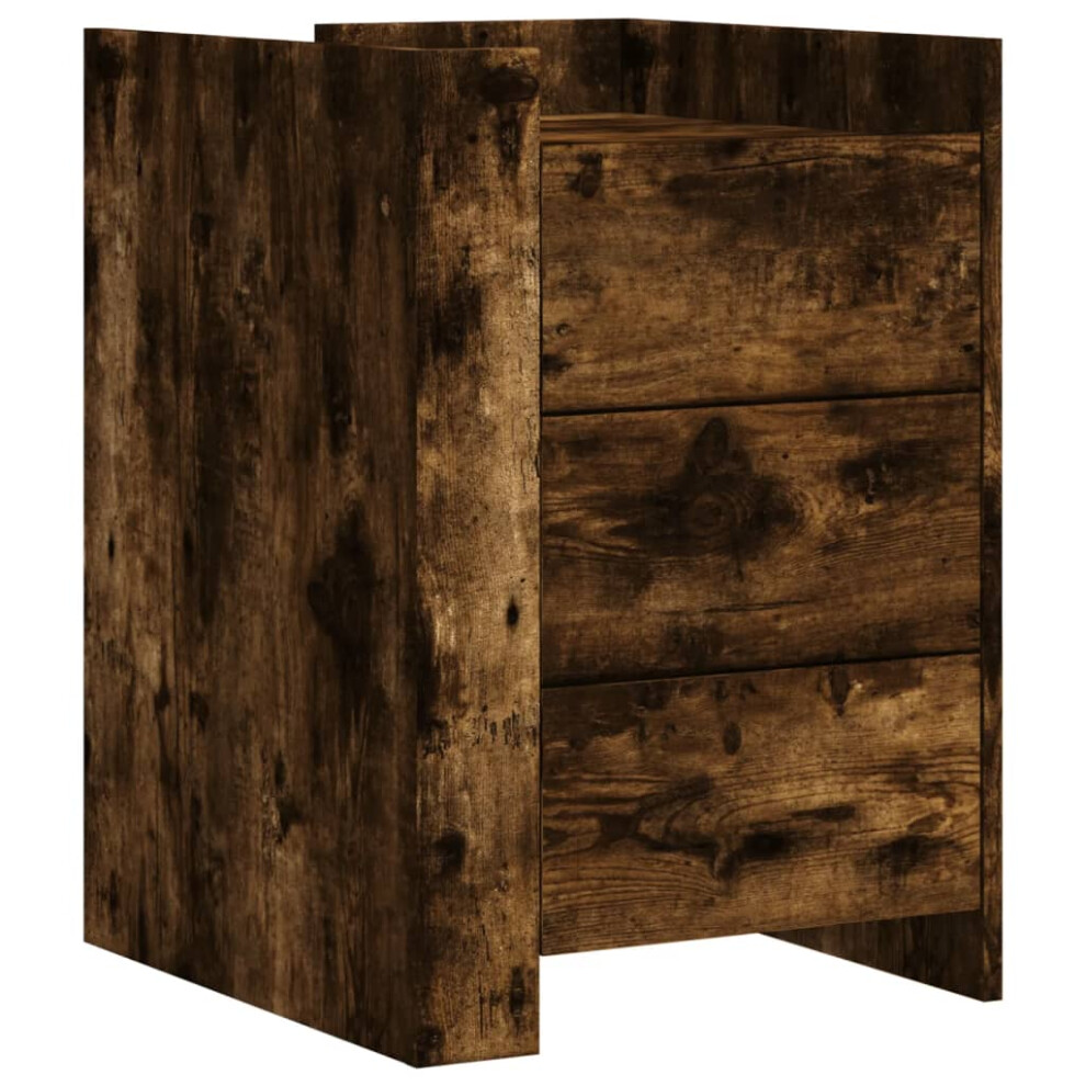 Vidaxl (Smoked Oak) Bedside Cabinet Nightstand Bed Cabinet Bed Side Table Engineered Wood