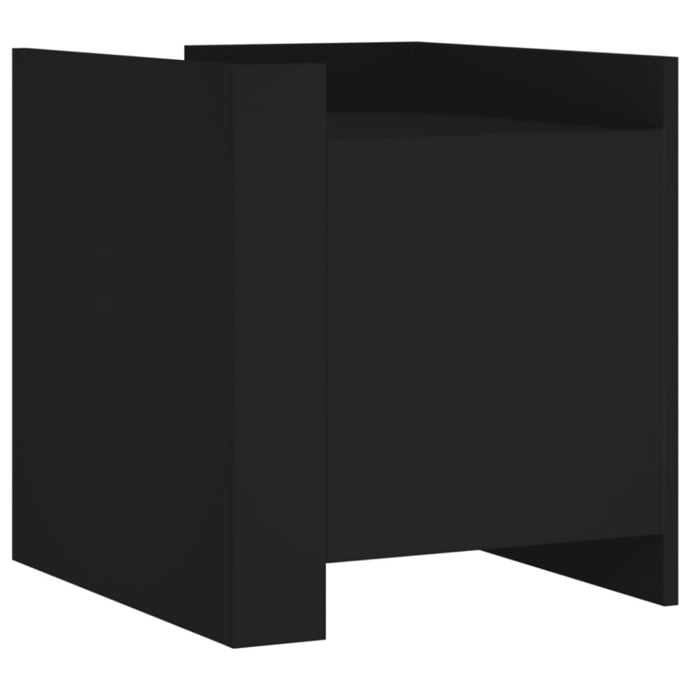 Vidaxl (Black) Bedside Cabinet Nightstand Bed Side Table Sonoma Oak Engineered Wood