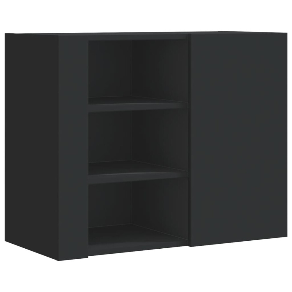 (black) vidaXL Wall Cabinet Bathroom Wall Storage Hanging Cabinet Engineered Wood