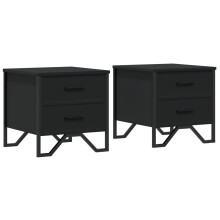 (black, 2 pcs) vidaXL Bedside Cabinets Nightstand Bed Table 2 pcs Smoked Oak Engineered Wood