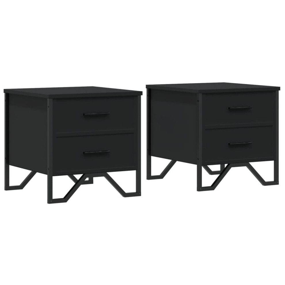 Vidaxl (Black, 2 Pcs) Bedside Cabinets Nightstand Bed Table 2 Pcs Smoked Oak Engineered Wood