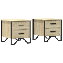 (sonoma oak, 2 pcs) vidaXL Bedside Cabinets Nightstand Bed Table 2 pcs Smoked Oak Engineered Wood