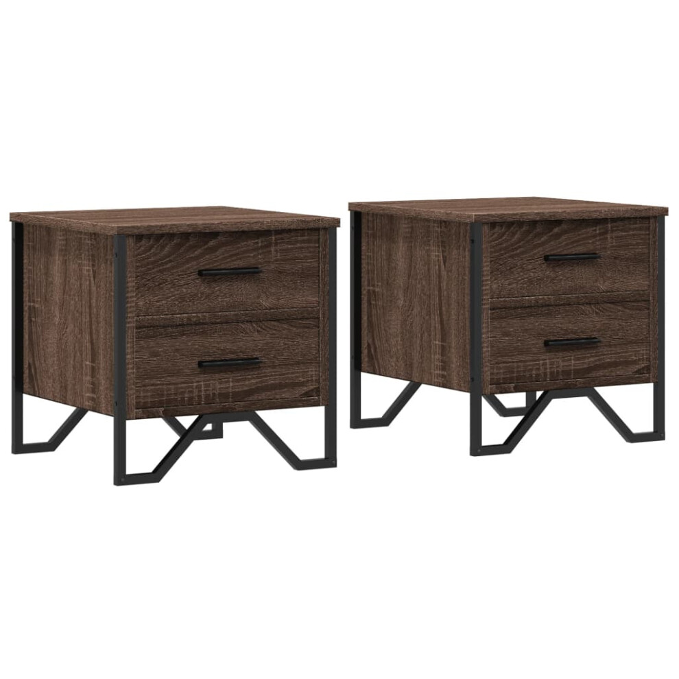 (brown oak, 2 pcs) vidaXL Bedside Cabinets Nightstand Bed Table 2 pcs Smoked Oak Engineered Wood