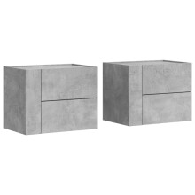 (concrete grey, 2 pcs) vidaXL Wall-mounted Bedside Cabinet Floating Bed Table Side Cabinet Smoked Oak