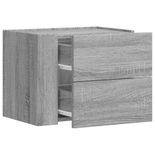 (grey sonoma, 1 pcs) vidaXL Wall-mounted Bedside Cabinet Floating Bed Table Side Cabinet Smoked Oak