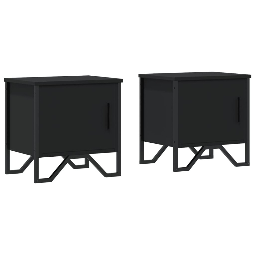 Vidaxl (Black, 2 Pcs) Bedside Cabinet Nightstand Bed Side Table Bed Cabinet Engineered Wood