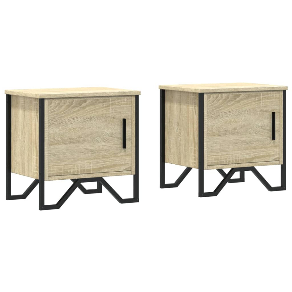 Vidaxl (Sonoma Oak, 2 Pcs) Bedside Cabinet Nightstand Bed Side Table Bed Cabinet Engineered Wood