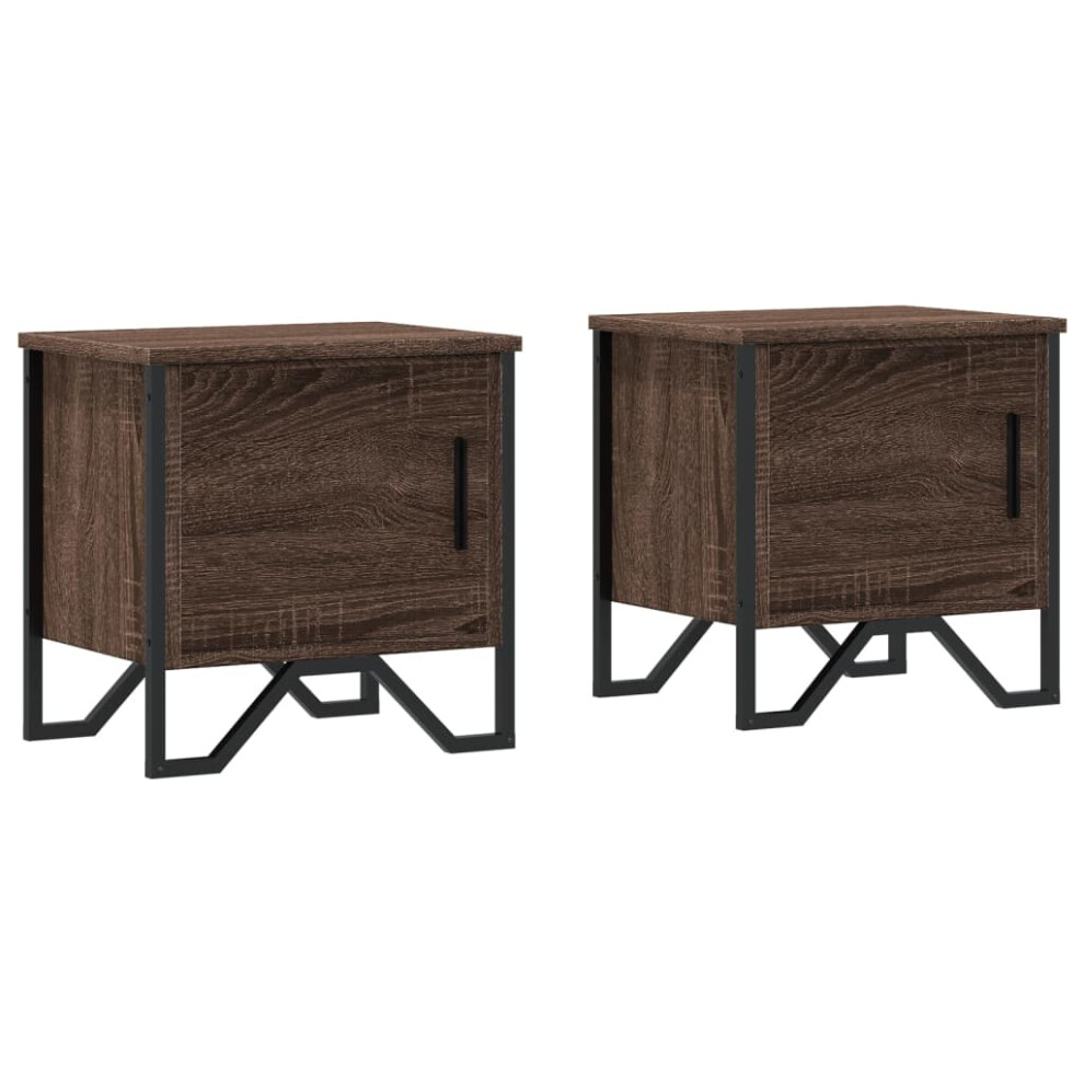 Vidaxl (Brown Oak, 2 Pcs) Bedside Cabinet Nightstand Bed Side Table Bed Cabinet Engineered Wood