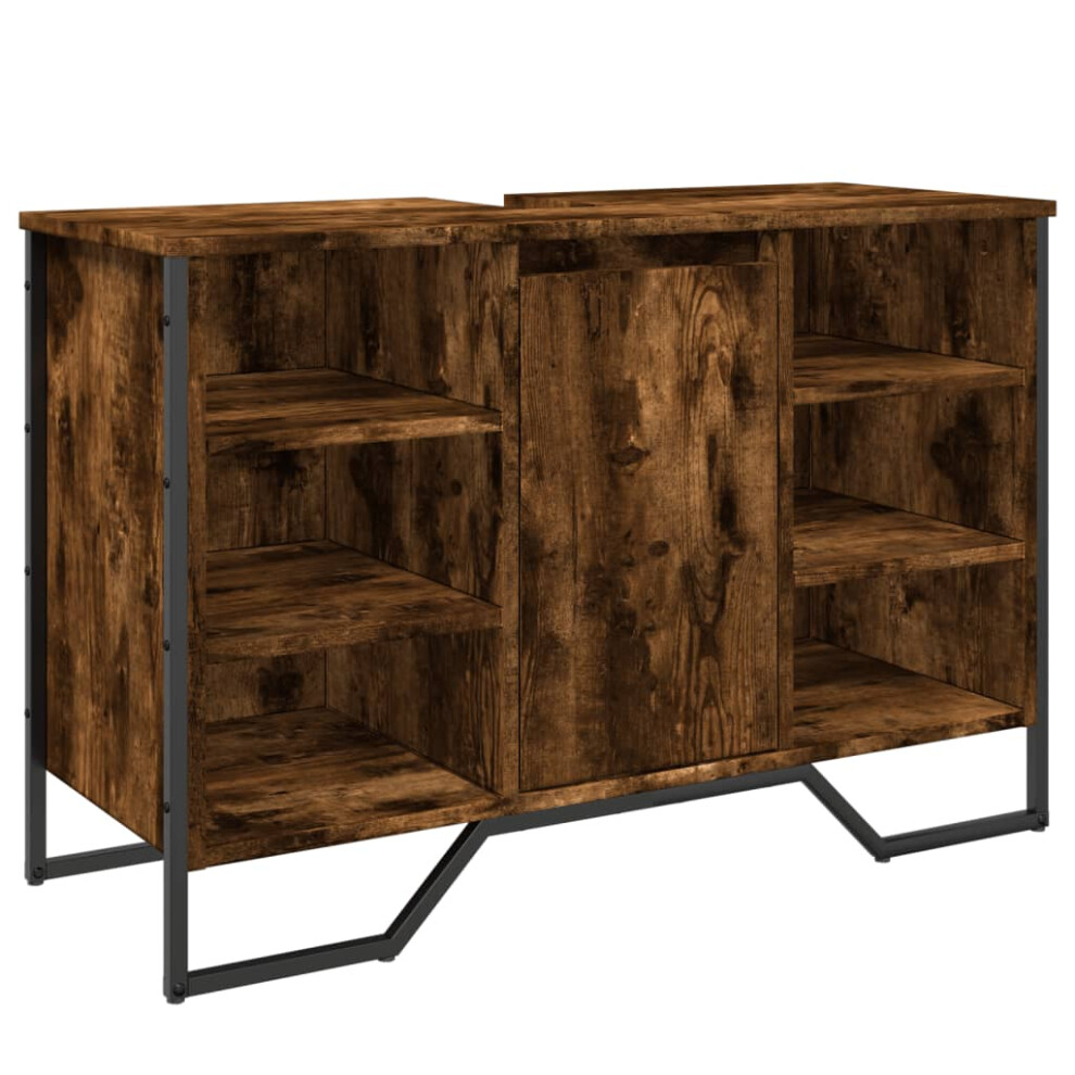 Vidaxl (Smoked Oak) Bathroom Sink Cabinet Storage Vanity Unit Grey Sonoma Engineered Wood Brown,Grey