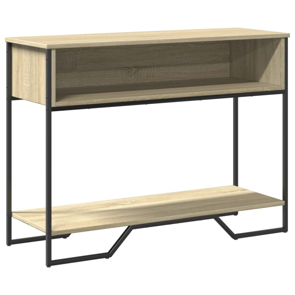 Vidaxl (Sonoma Oak) Console Table Tea End Table Accent Side Table Black Engineered Wood