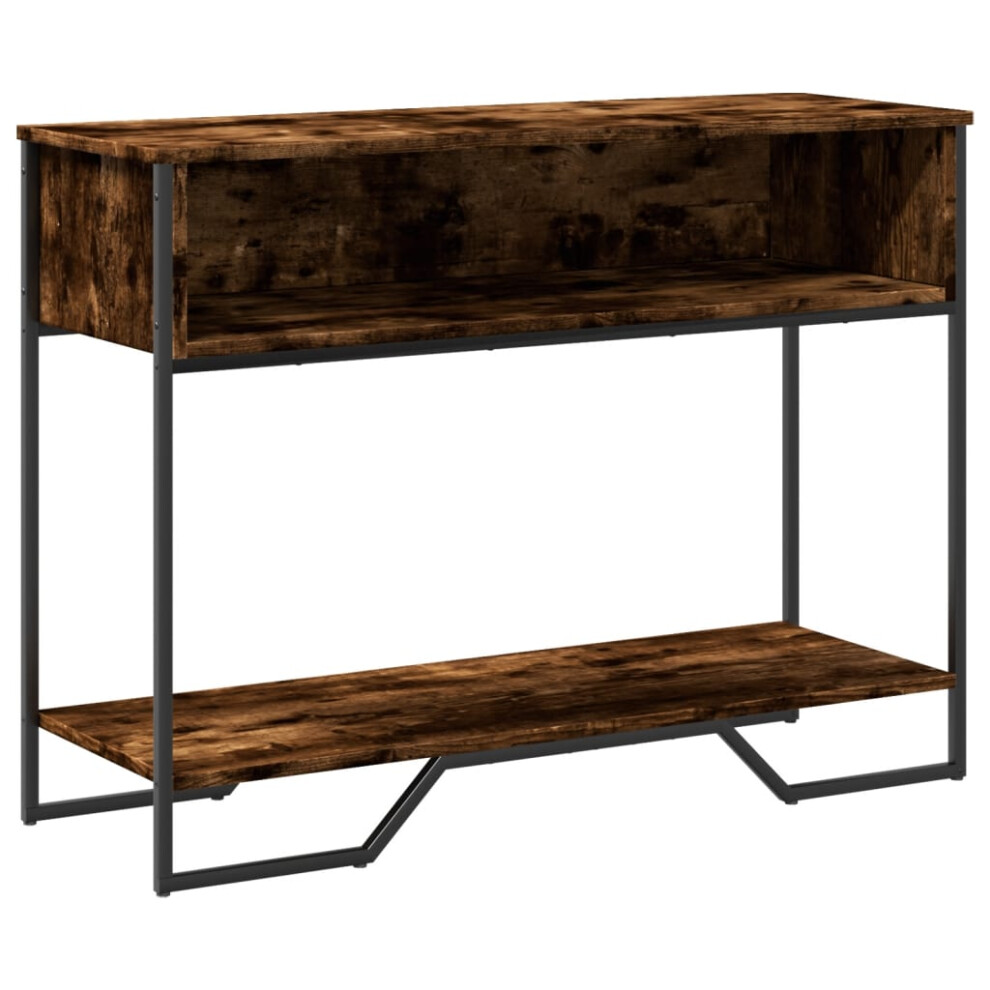 Vidaxl (Smoked Oak) Console Table Tea End Table Accent Side Table Black Engineered Wood