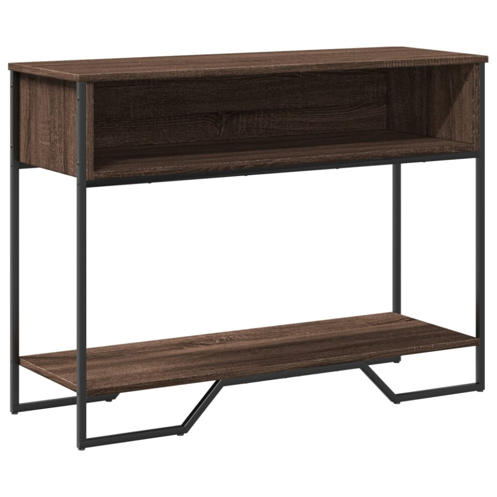 Vidaxl (Brown Oak) Console Table Tea End Table Accent Side Table Black Engineered Wood