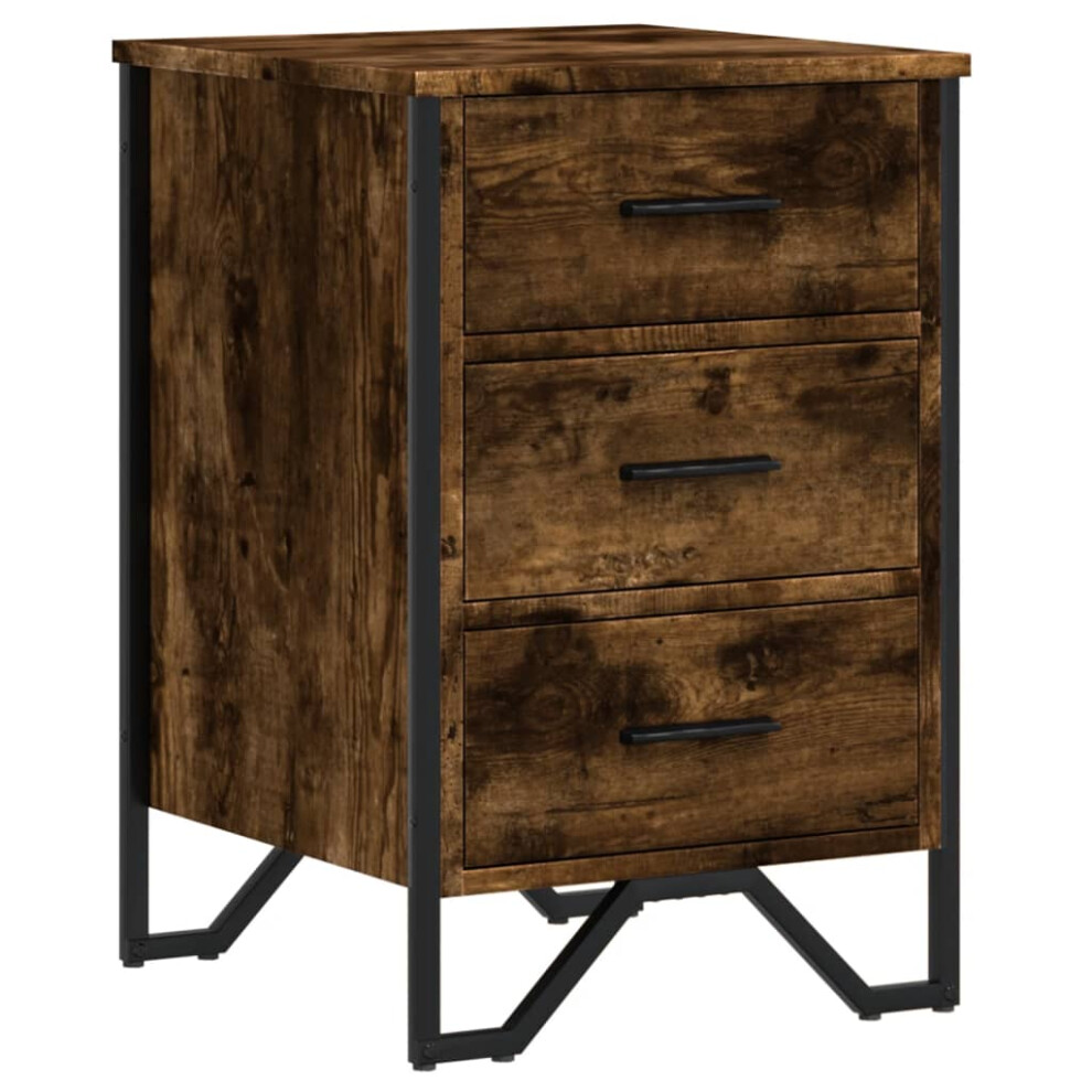 Vidaxl (Smoked Oak) Bedside Cabinet Nightstand Bed Side Table Brown Oak Engineered Wood