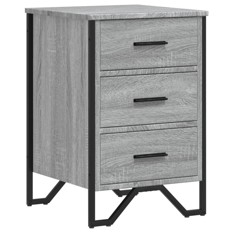 (grey sonoma) vidaXL Bedside Cabinet Nightstand Bed Side Table Brown Oak Engineered Wood