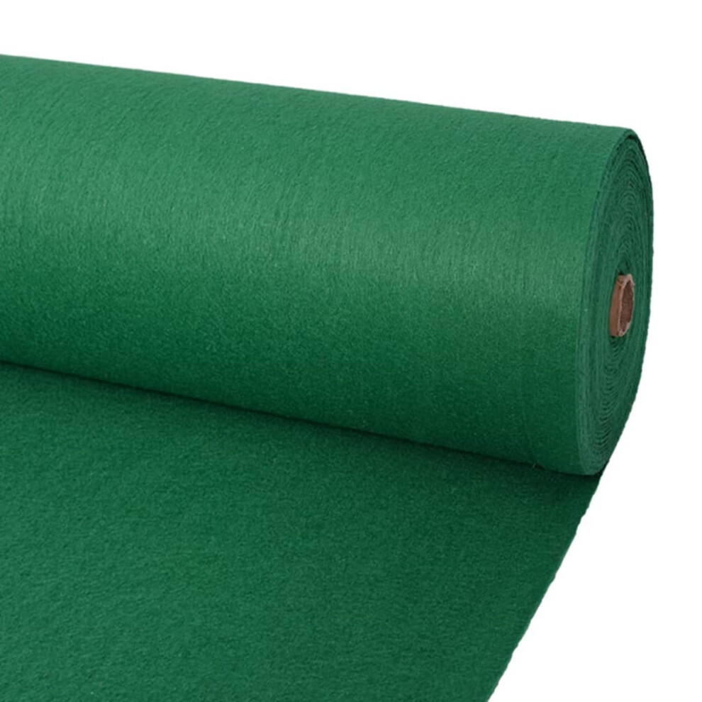 vidaXL Exhibition Carpet Rug Plain 1x12 m Green Commercial Wedding Party Events