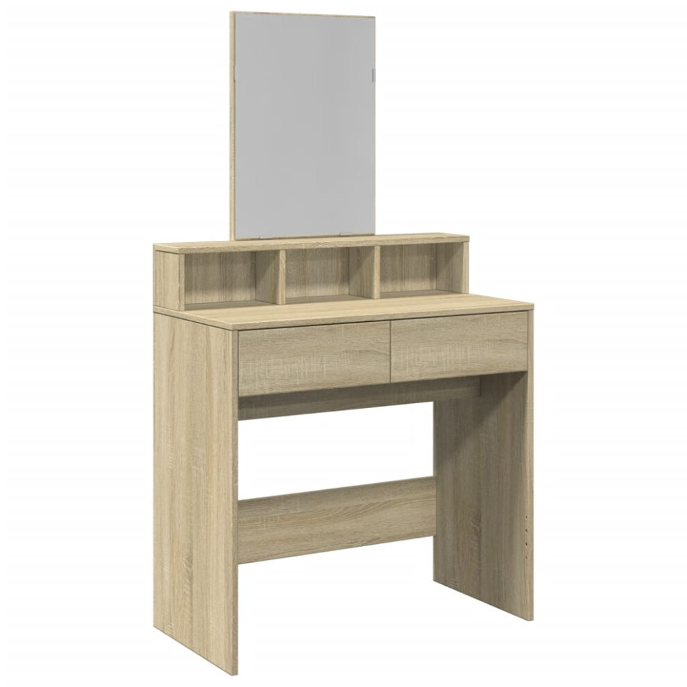 Vidaxl (Sonoma Oak) Dressing Table With Mirror Cosmetic Table Vanity Desk Makeup Table