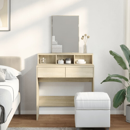 VidaXL (sonoma oak) vidaXL Dressing Table with Mirror Cosmetic Table Vanity Desk Makeup Table 2