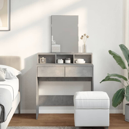 VidaXL (concrete grey) vidaXL Dressing Table with Mirror Cosmetic Table Vanity Desk Makeup Table 2