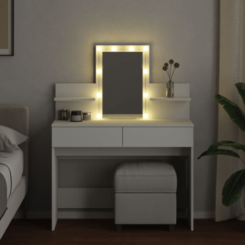 VidaXL (white) vidaXL Dressing Table with LED Cosmetic Table Vanity Makeup Table Grey Sonoma 2