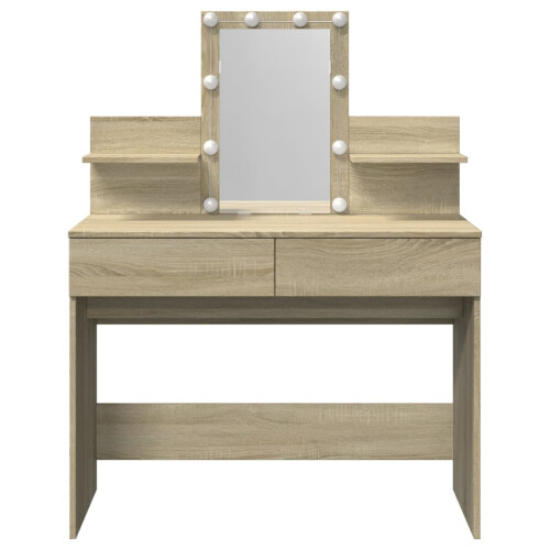 VidaXL (sonoma oak) vidaXL Dressing Table with LED Cosmetic Table Vanity Makeup Table Grey Sonoma 2