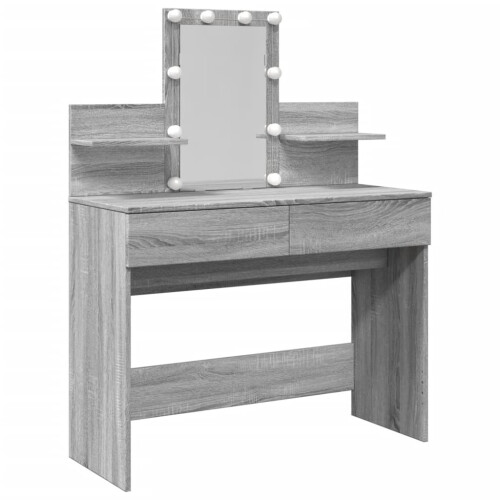 VidaXL (grey sonoma) vidaXL Dressing Table with LED Cosmetic Table Vanity Makeup Table Grey Sonoma 1
