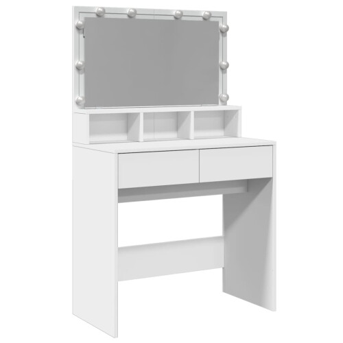 VidaXL (white) vidaXL Dressing Table with LED Cosmetic Table Vanity Makeup Table Smoked Oak 1