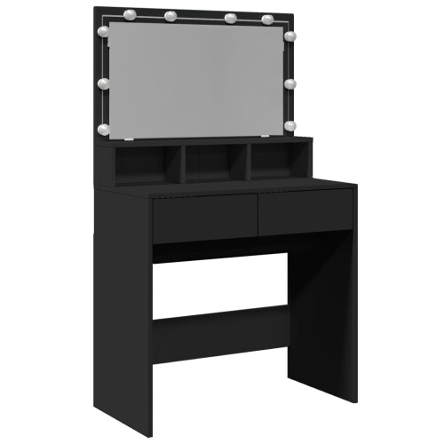 VidaXL (black) vidaXL Dressing Table with LED Cosmetic Table Vanity Makeup Table Smoked Oak 1