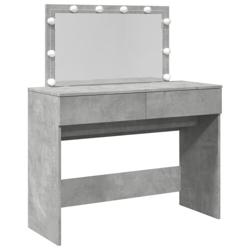 VidaXL (concrete grey) vidaXL Dressing Table with LED Cosmetic Table Vanity Makeup Table Brown Oak 1