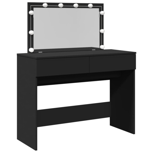 VidaXL (black) vidaXL Dressing Table with LED Cosmetic Table Vanity Makeup Table Brown Oak 1