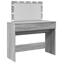 (grey sonoma) vidaXL Dressing Table with LED Cosmetic Table Vanity Makeup Table Brown Oak